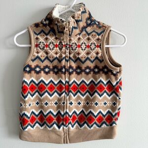 Carter's Multicolor Fair Isle Fleece Full Zip Vest Size 12 Months